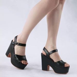 NueiVeiuo Women Fashion Platform Wedge Sandals Peep Toe